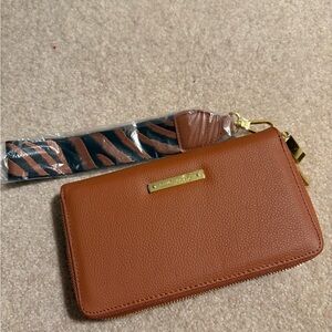 Joy Mangano Brown Wallet with Gold Accents